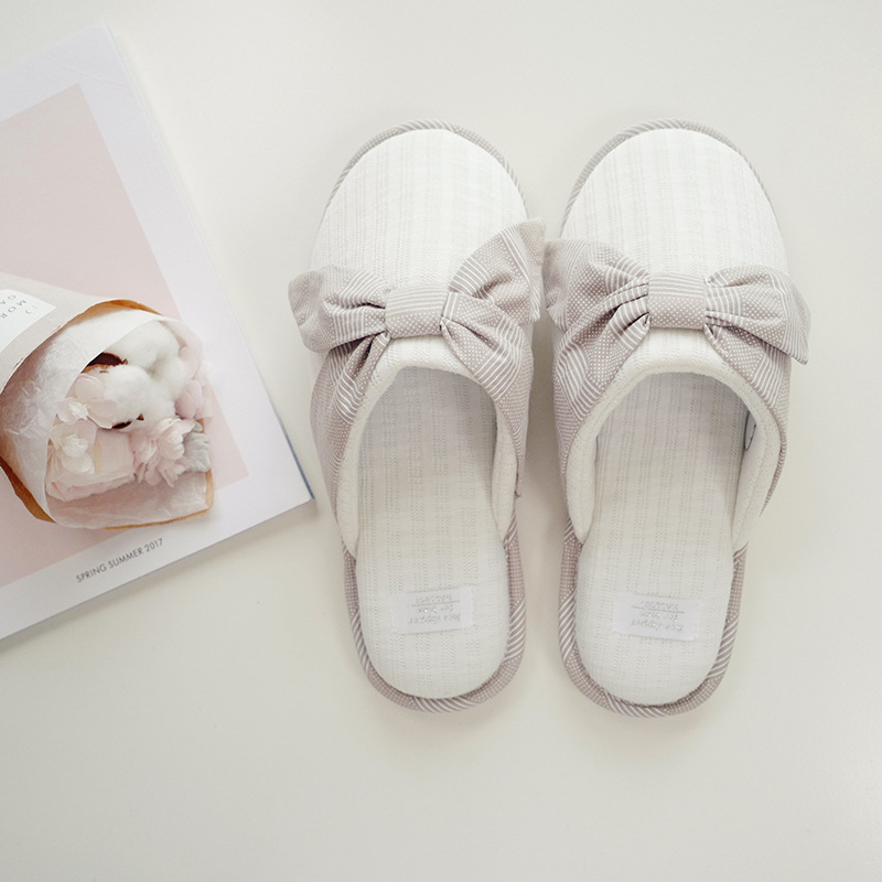 Winter new indoor home soft bottom warm cute bow ladies cotton slippers Winter new indoor home soft bottom warm cute bow ladies cotton slippers