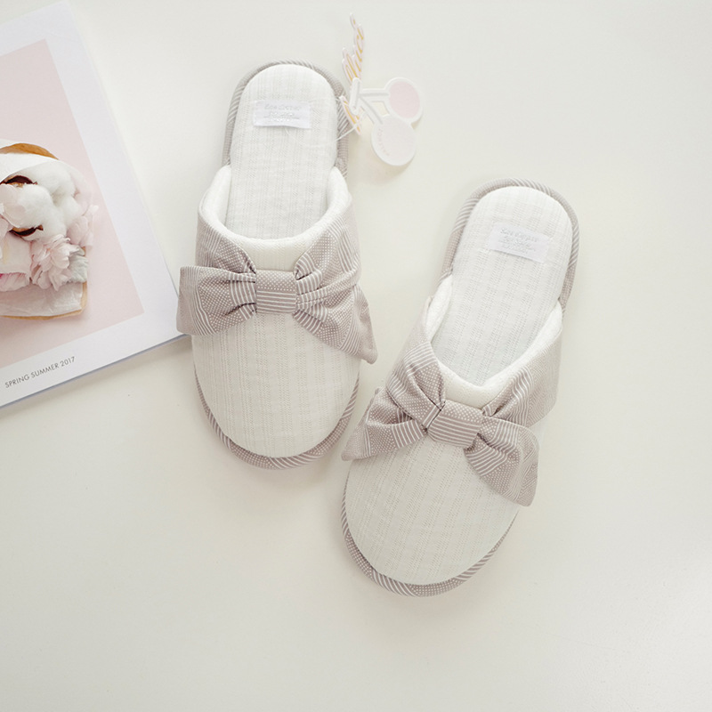 Winter new indoor home soft bottom warm cute bow ladies cotton slippers Winter new indoor home soft bottom warm cute bow ladies cotton slippers
