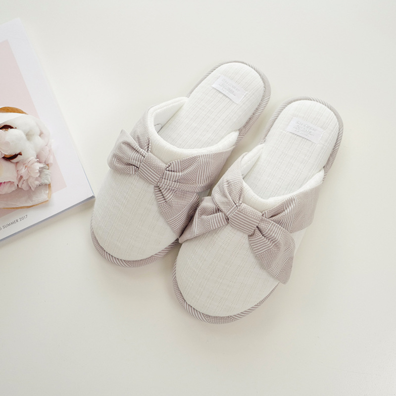 Winter new indoor home soft bottom warm cute bow ladies cotton slippers Winter new indoor home soft bottom warm cute bow ladies cotton slippers