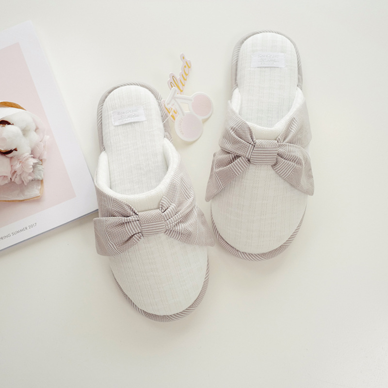 Winter new indoor home soft bottom warm cute bow ladies cotton slippers Winter new indoor home soft bottom warm cute bow ladies cotton slippers