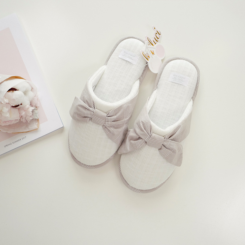 Winter new indoor home soft bottom warm cute bow ladies cotton slippers Winter new indoor home soft bottom warm cute bow ladies cotton slippers