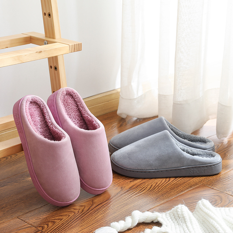2021 Winter Cotton Slippers Men and Women Thick Bottom Couple Home Indoor Autumn Winter Cute Confinement Plush