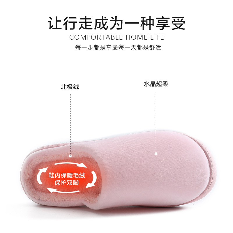 2021 Winter Cotton Slippers Men and Women Thick Bottom Couple Home Indoor Autumn Winter Cute Confinement Plush