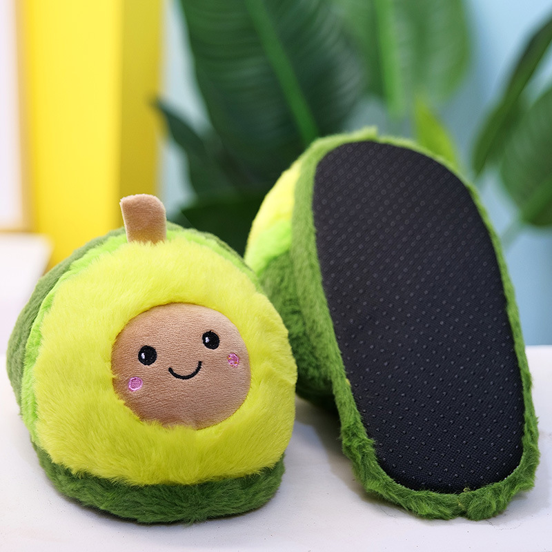 Winter Warm Avocado Cotton Slippers Plush Cotton Shoes Cute Cartoon Home Couple Thickened Non-Slip Soft Bottom Comfortable