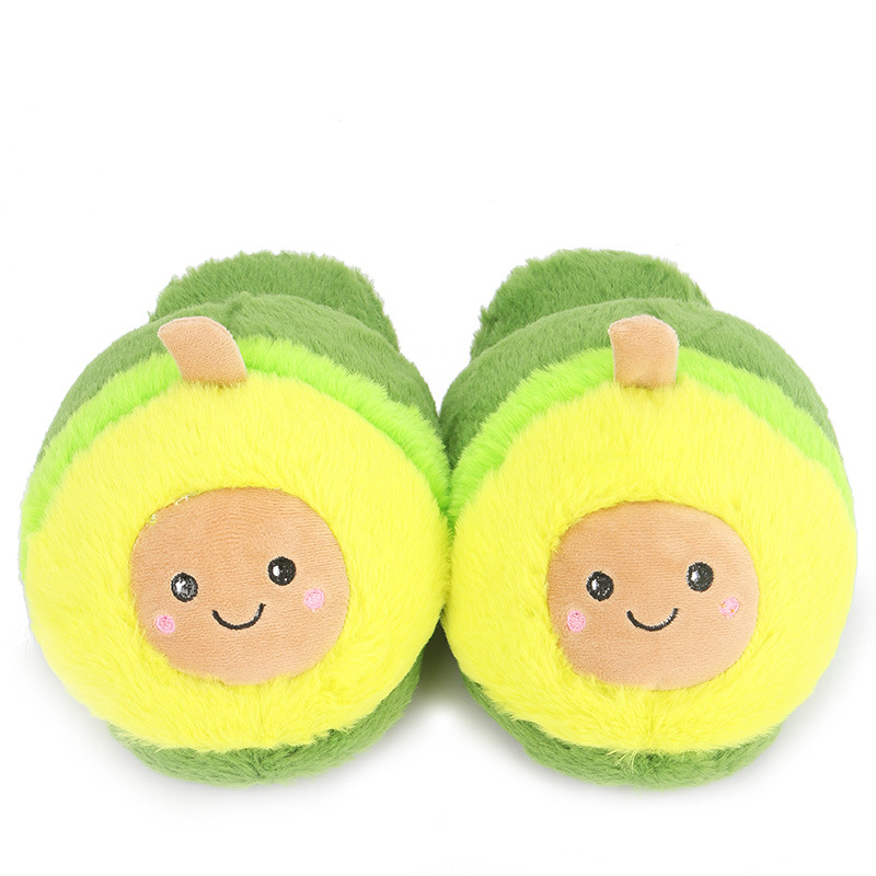 Winter Warm Avocado Cotton Slippers Plush Cotton Shoes Cute Cartoon Home Couple Thickened Non-Slip Soft Bottom Comfortable