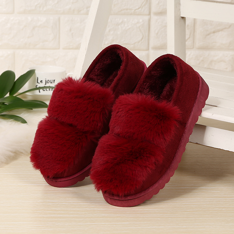 Cotton slippers fashionable ladies doudou style home shoes warm thick soles and plush indoor and is suing wool slippers Cotton slippers fashionable ladies doudou style home shoes warm thick soles and plush indoor and is suing wool slippers