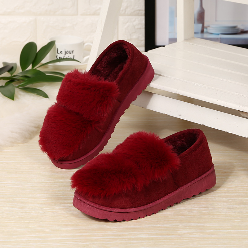 Cotton slippers fashionable ladies doudou style home shoes warm thick soles and plush indoor and is suing wool slippers Cotton slippers fashionable ladies doudou style home shoes warm thick soles and plush indoor and is suing wool slippers