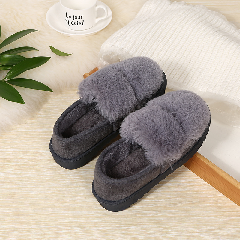 Cotton slippers fashionable ladies doudou style home shoes warm thick soles and plush indoor and is suing wool slippers Cotton slippers fashionable ladies doudou style home shoes warm thick soles and plush indoor and is suing wool slippers