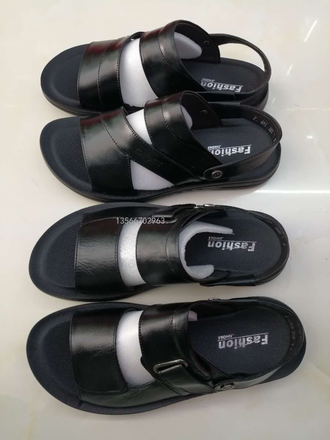 Stock Sheepskin Beach Shoes Summer All-match Soft Bottom Comfortable Double Purpose Leather Men&#039;s Sandals