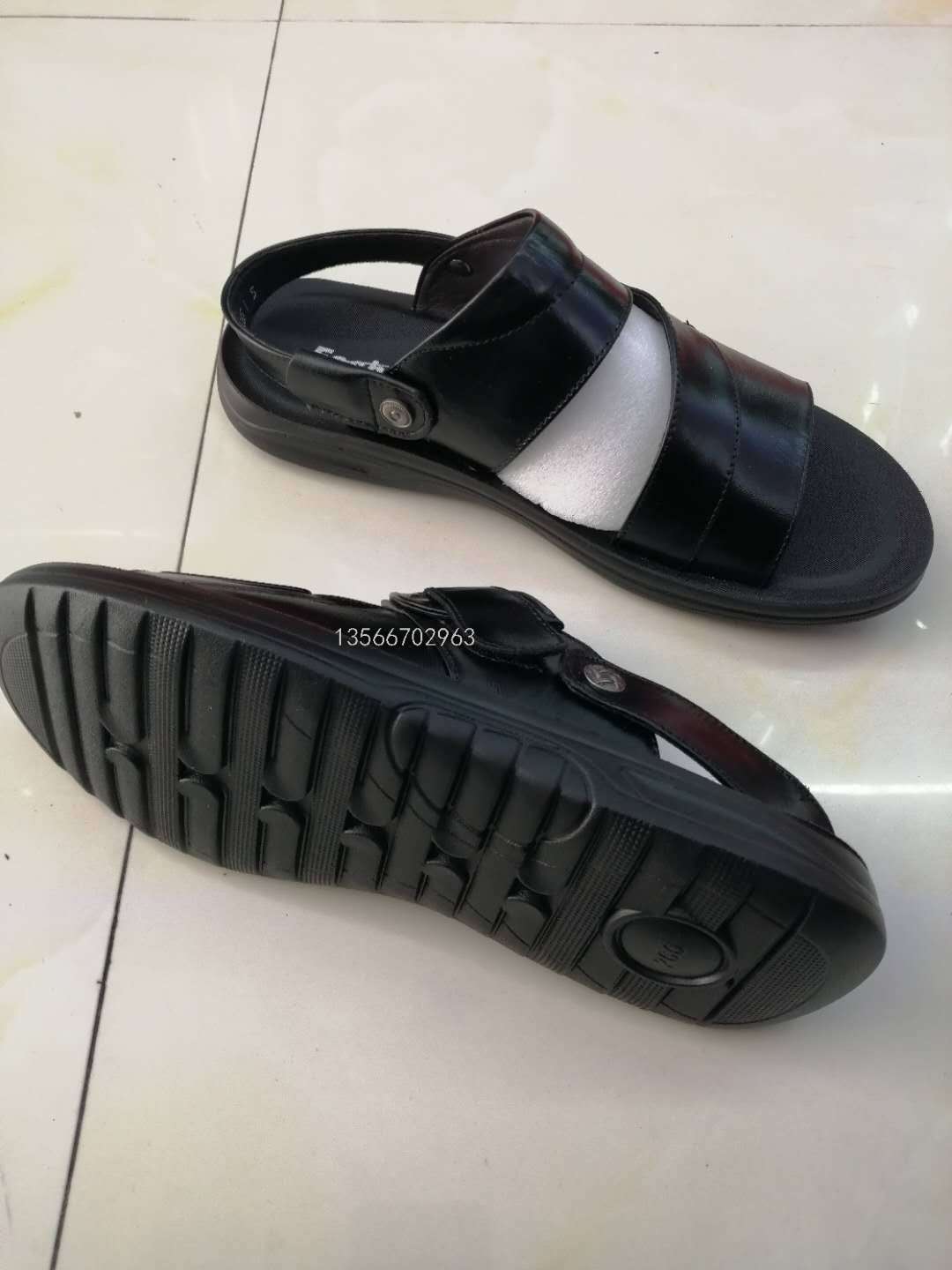 Stock Sheepskin Beach Shoes Summer All-match Soft Bottom Comfortable Double Purpose Leather Men&#039;s Sandals