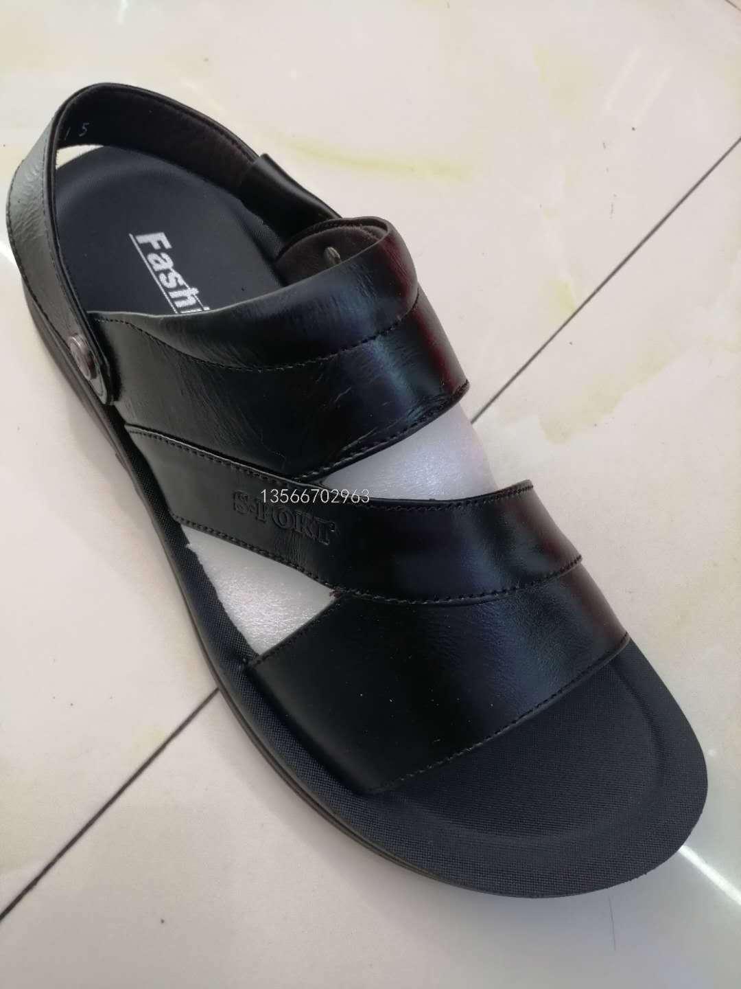 Stock Sheepskin Beach Shoes Summer All-match Soft Bottom Comfortable Double Purpose Leather Men&#039;s Sandals