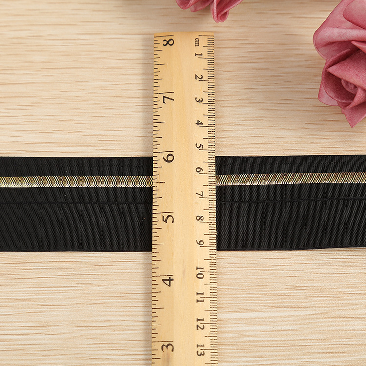 The High - quality bicolor ribbon black gold stripe elastic polyester belt DIY clothing bra underwear accessories can be customized, wholesale The High - quality bicolor ribbon black gold stripe elastic polyester belt DIY clothing bra underwear accessories can be customized, wholesale