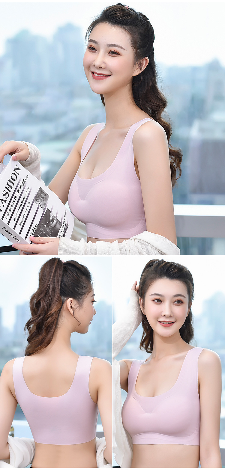 Popular Japanese Shangpin Peace of Mind Generation Seamless Underwear One-Piece Women's Ice Silk Back Shaping Sports Yoga Vest Bra Popular Japanese Shangpin Peace of Mind Generation Seamless Underwear One-Piece Women's Ice Silk Back Shaping Sports Yoga Vest Bra