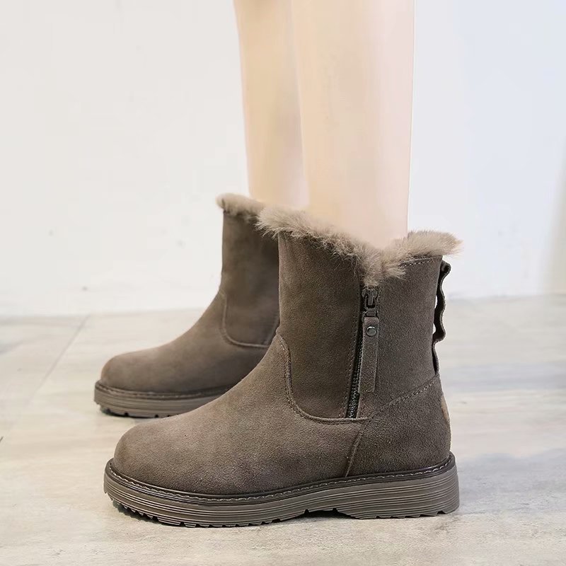 2021 Autumn and Winter New Korean Style Thick Bottom Short Dr. Martens Boots Women&#039;s Net Red Cotton Boots Student Leisure Warm Snow Boots Women