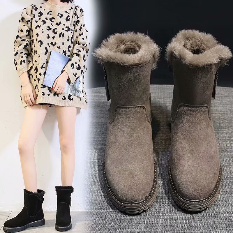 2021 Autumn and Winter New Korean Style Thick Bottom Short Dr. Martens Boots Women's Net Red Cotton Boots Student Leisure Warm Snow Boots Women