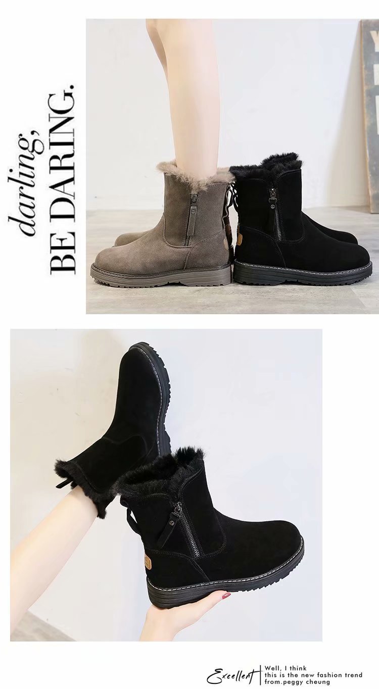 2021 Autumn and Winter New Korean Style Thick Bottom Short Dr. Martens Boots Women's Net Red Cotton Boots Student Leisure Warm Snow Boots Women