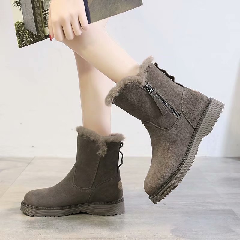 2021 Autumn and Winter New Korean Style Thick Bottom Short Dr. Martens Boots Women's Net Red Cotton Boots Student Leisure Warm Snow Boots Women