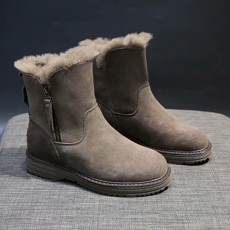 2021 Autumn and Winter New Korean Style Thick Bottom Short Dr. Martens Boots Women's Net Red Cotton Boots Student Leisure Warm Snow Boots Women