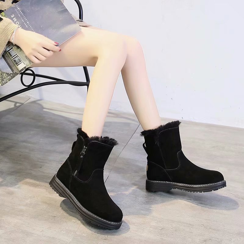 2021 Autumn and Winter New Korean Style Thick Bottom Short Dr. Martens Boots Women's Net Red Cotton Boots Student Leisure Warm Snow Boots Women