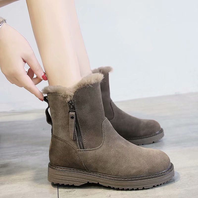 2021 Autumn and Winter New Korean Style Thick Bottom Short Dr. Martens Boots Women's Net Red Cotton Boots Student Leisure Warm Snow Boots Women