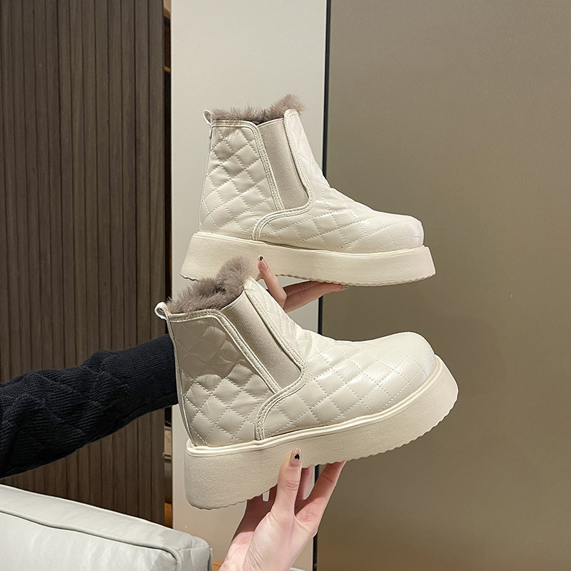 Internet Celebrity Snow Boots Women&#039;s Fleece-Lined Comfort and Casual Korean Style New Winter Student round Head Bread Cotton Shoes Women