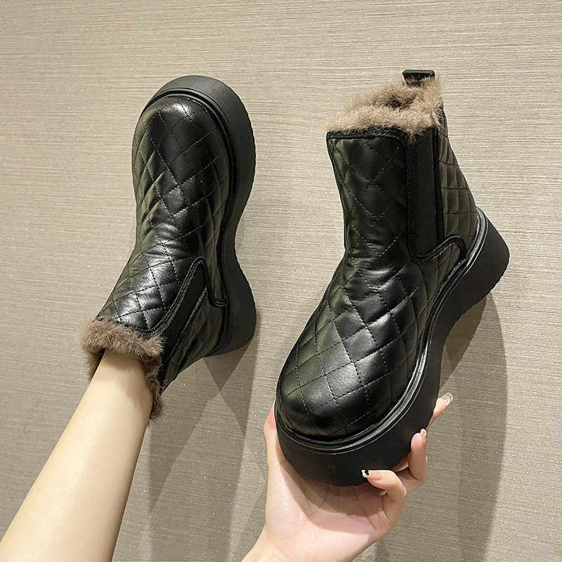 Internet Celebrity Snow Boots Women&#039;s Fleece-Lined Comfort and Casual Korean Style New Winter Student round Head Bread Cotton Shoes Women