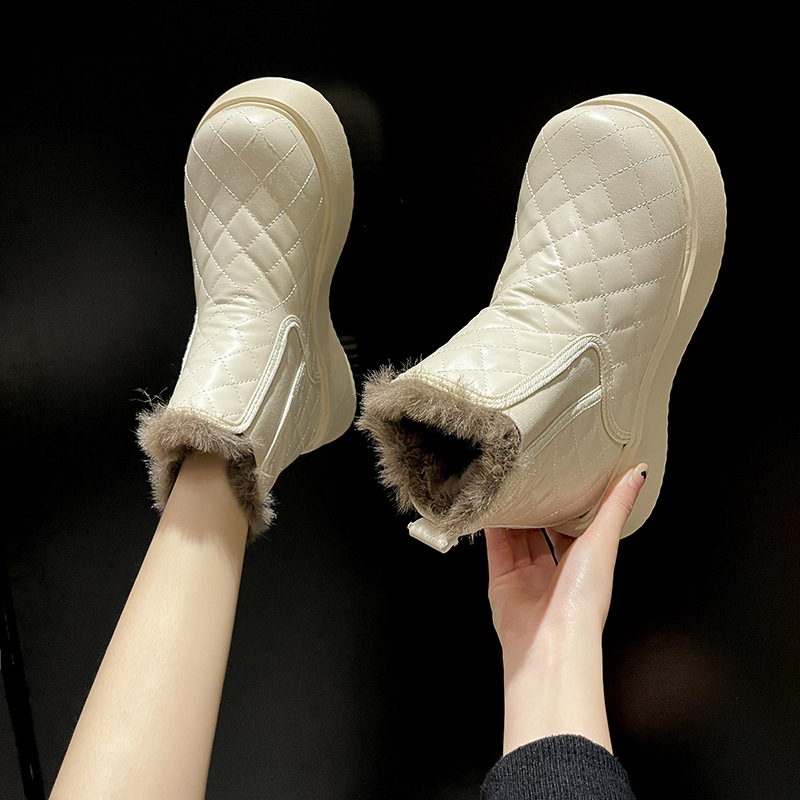 Internet Celebrity Snow Boots Women&#039;s Fleece-Lined Comfort and Casual Korean Style New Winter Student round Head Bread Cotton Shoes Women
