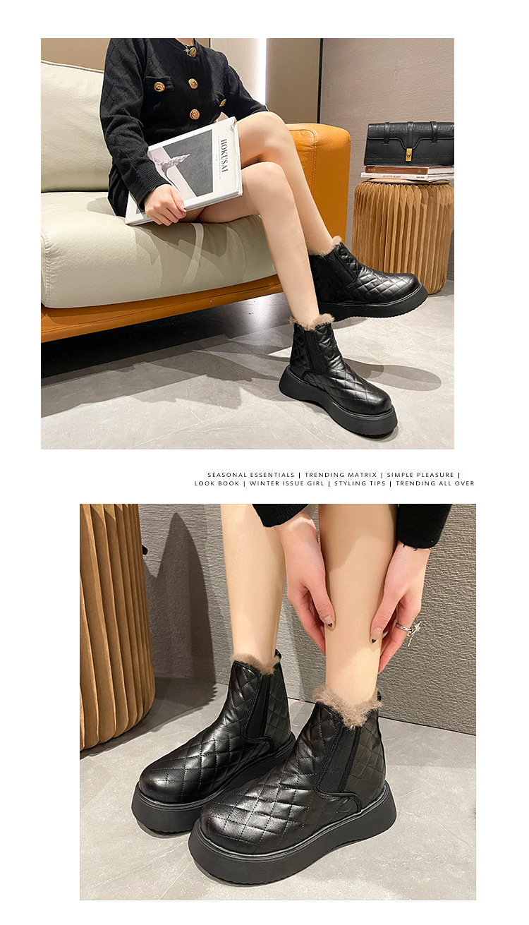 Internet Celebrity Snow Boots Women's Fleece-Lined Comfort and Casual Korean Style New Winter Student round Head Bread Cotton Shoes Women