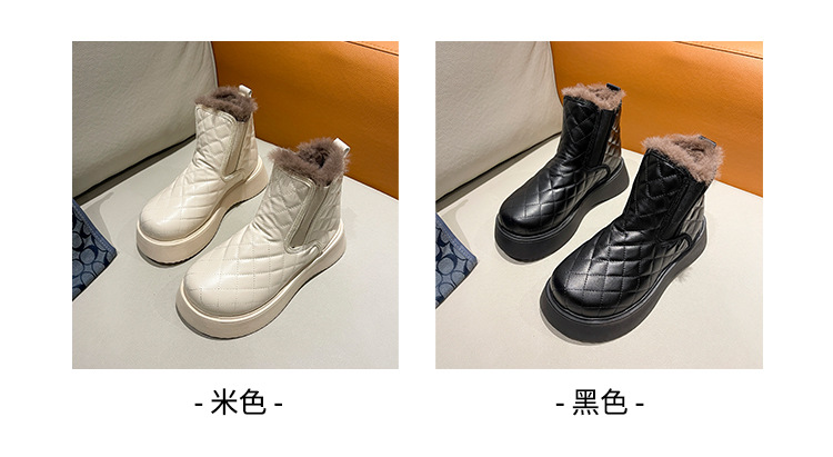 Internet Celebrity Snow Boots Women's Fleece-Lined Comfort and Casual Korean Style New Winter Student round Head Bread Cotton Shoes Women