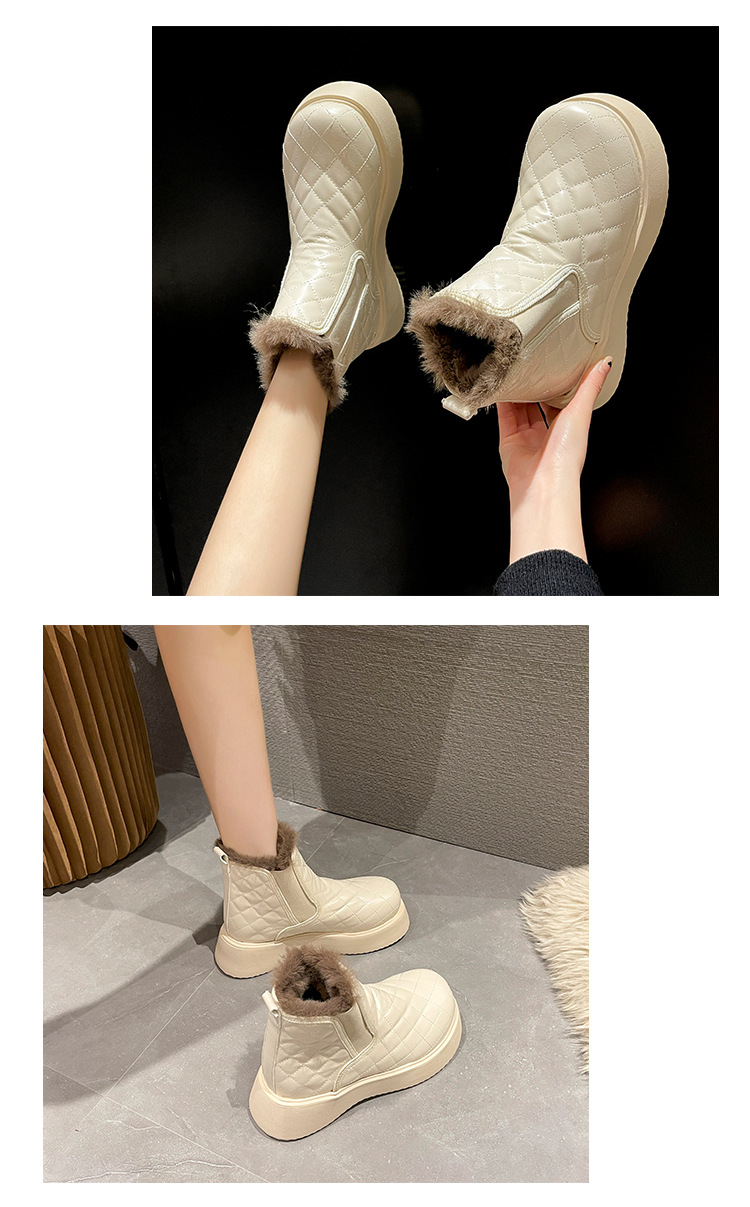 Internet Celebrity Snow Boots Women's Fleece-Lined Comfort and Casual Korean Style New Winter Student round Head Bread Cotton Shoes Women