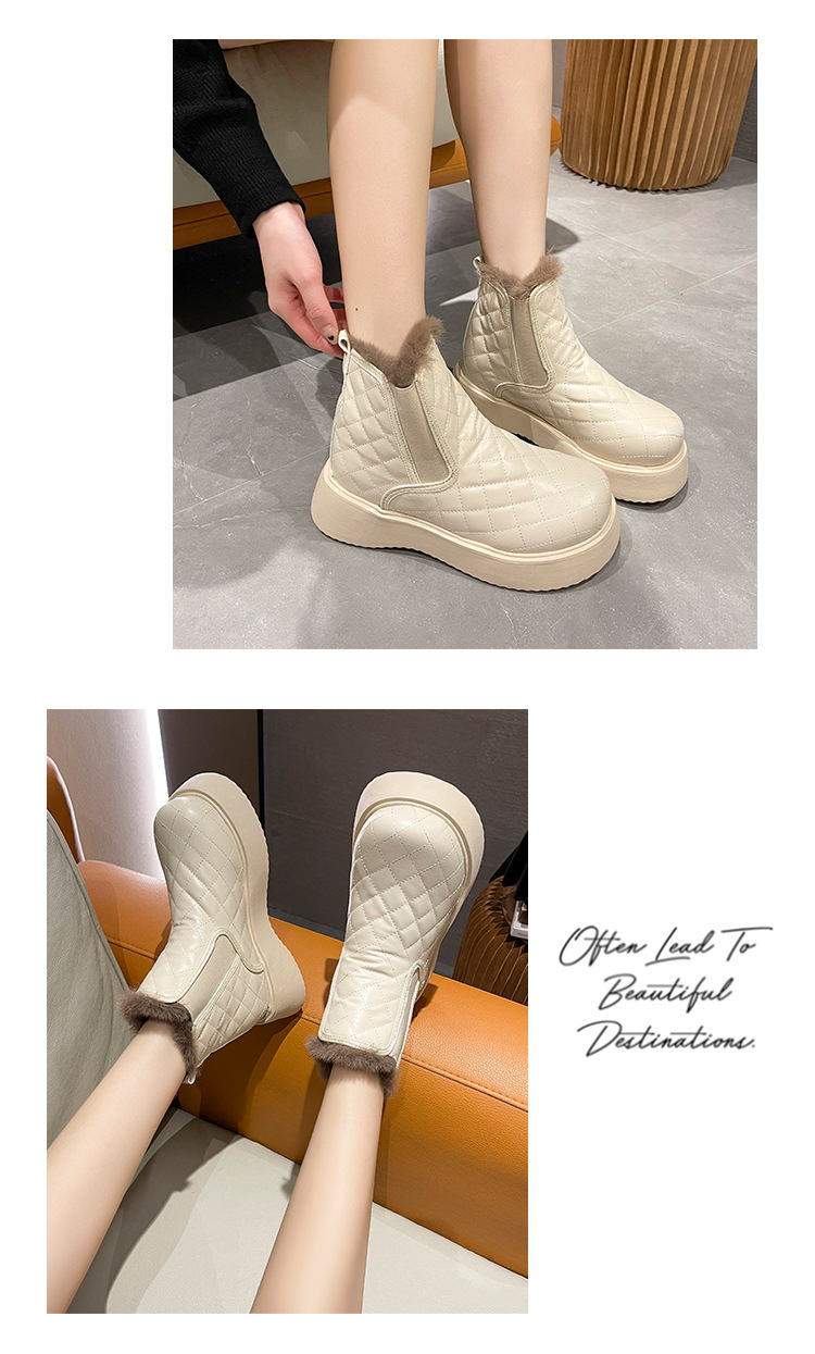 Internet Celebrity Snow Boots Women's Fleece-Lined Comfort and Casual Korean Style New Winter Student round Head Bread Cotton Shoes Women