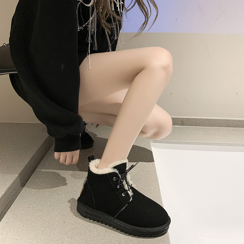 Snow Boots Women&#039;s Shoes 2021 Winter New Cotton Shoes Ugg Short Casual High-Top Students Warm-Keeping Fleece Thickened Cotton