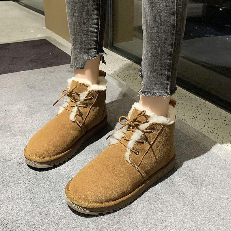 Snow Boots Women&#039;s Shoes 2021 Winter New Cotton Shoes Ugg Short Casual High-Top Students Warm-Keeping Fleece Thickened Cotton