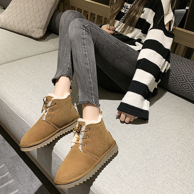 Snow Boots Women&#039;s Shoes 2021 Winter New Cotton Shoes Ugg Short Casual High-Top Students Warm-Keeping Fleece Thickened Cotton