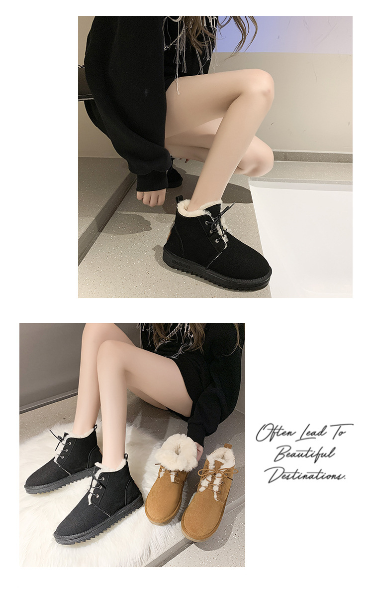 Snow Boots Women's Shoes 2021 Winter New Cotton Shoes Ugg Short Casual High-Top Students Warm-Keeping Fleece Thickened Cotton