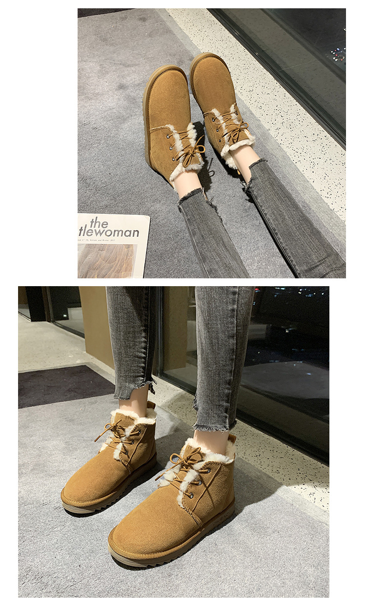 Snow Boots Women's Shoes 2021 Winter New Cotton Shoes Ugg Short Casual High-Top Students Warm-Keeping Fleece Thickened Cotton