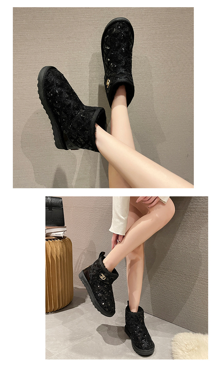 2021winter Snow Boots Female Thicker Fleece Lined Cotton Shoes Soft Bottom Non-Slip Student Korean Style Short Warm Female Boots