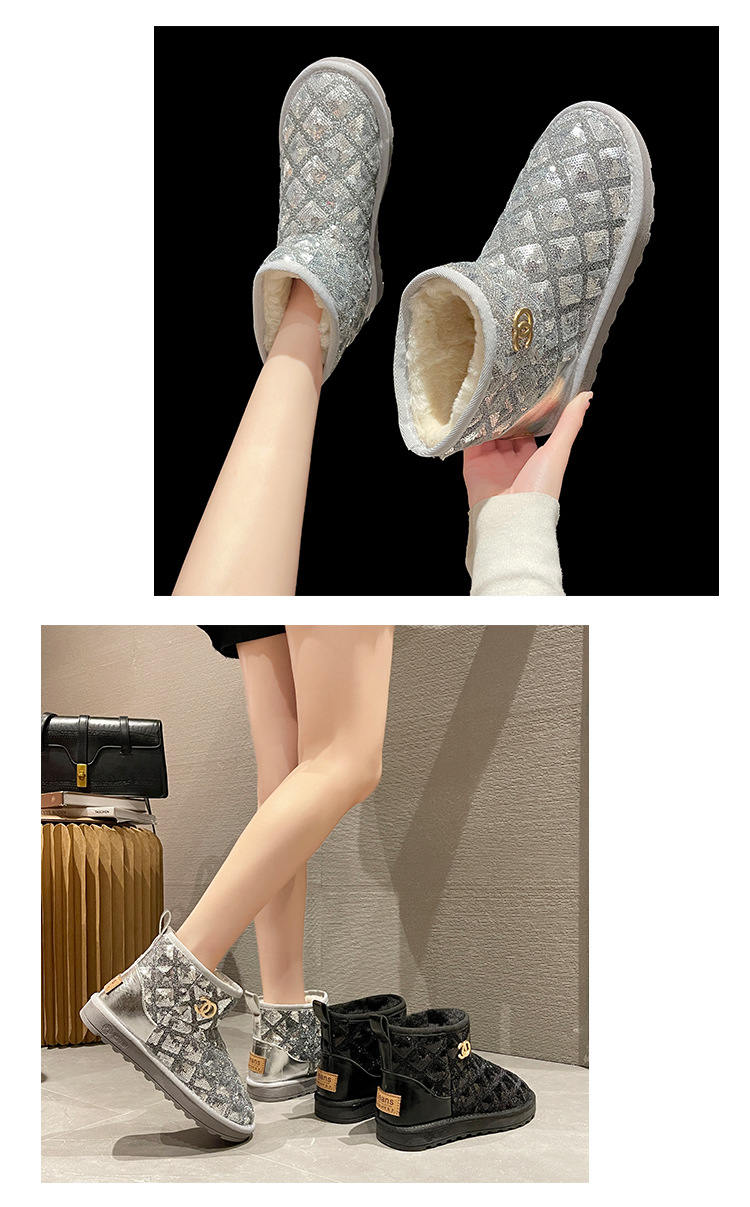 2021winter Snow Boots Female Thicker Fleece Lined Cotton Shoes Soft Bottom Non-Slip Student Korean Style Short Warm Female Boots