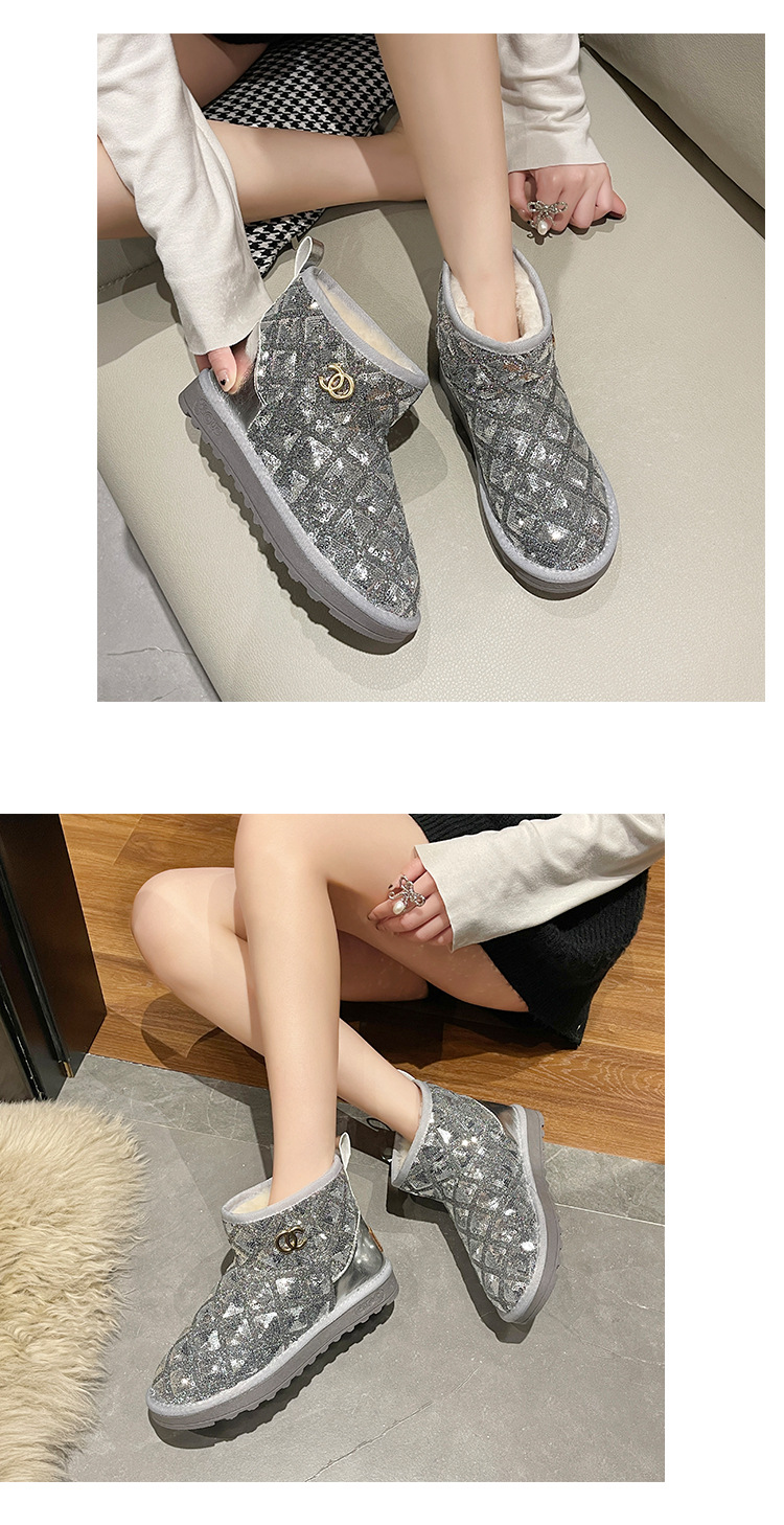 2021winter Snow Boots Female Thicker Fleece Lined Cotton Shoes Soft Bottom Non-Slip Student Korean Style Short Warm Female Boots