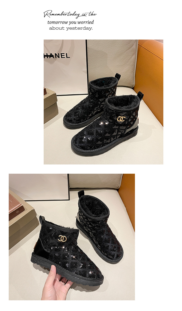 2021winter Snow Boots Female Thicker Fleece Lined Cotton Shoes Soft Bottom Non-Slip Student Korean Style Short Warm Female Boots
