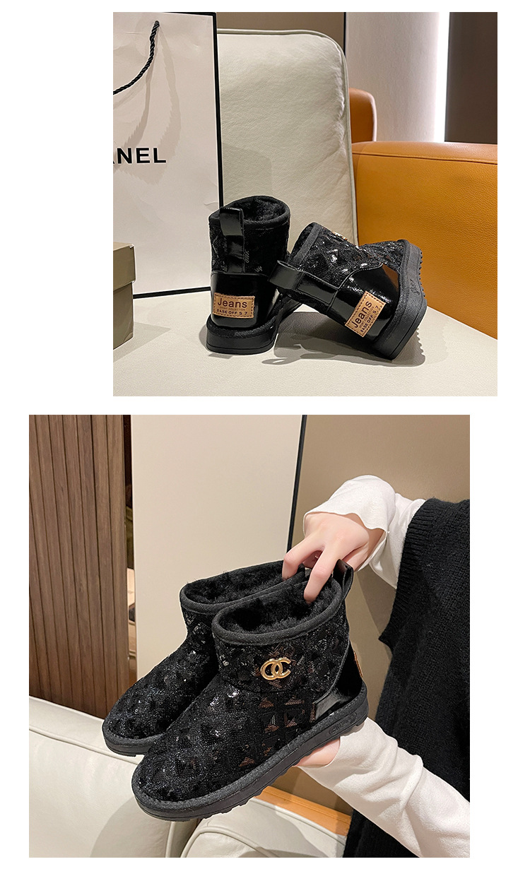 2021winter Snow Boots Female Thicker Fleece Lined Cotton Shoes Soft Bottom Non-Slip Student Korean Style Short Warm Female Boots