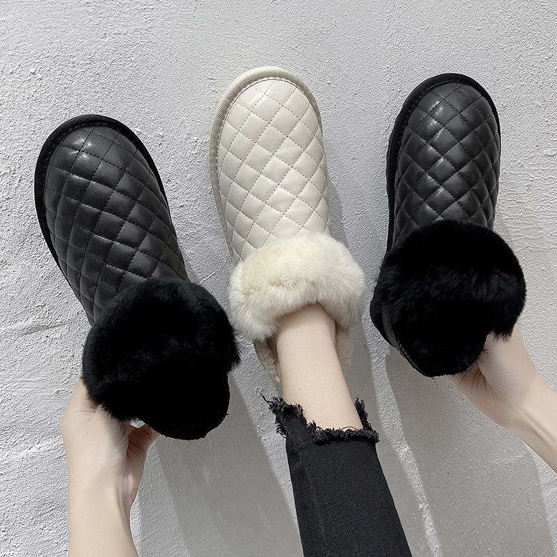 2021autumn and Winter New Snow Boots Female Korean Short Tube Velvet Thick Fashion round Head Student Women&#039;s Cotton Shoes