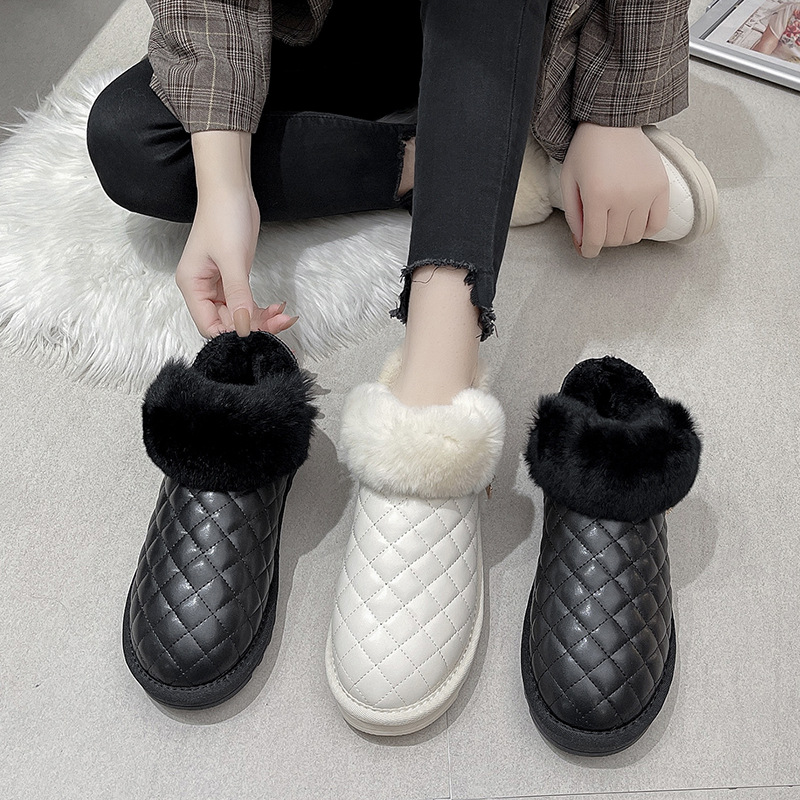 2021autumn and Winter New Snow Boots Female Korean Short Tube Velvet Thick Fashion round Head Student Women&#039;s Cotton Shoes