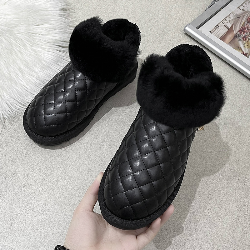 2021autumn and Winter New Snow Boots Female Korean Short Tube Velvet Thick Fashion round Head Student Women&#039;s Cotton Shoes