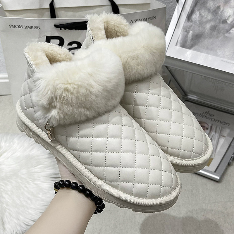 2021autumn and Winter New Snow Boots Female Korean Short Tube Velvet Thick Fashion round Head Student Women&#039;s Cotton Shoes