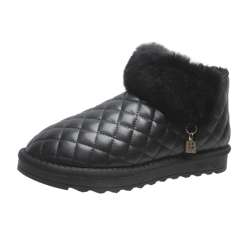 2021autumn and Winter New Snow Boots Female Korean Short Tube Velvet Thick Fashion round Head Student Women&#039;s Cotton Shoes
