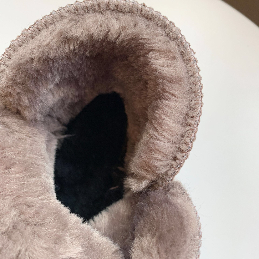 New Winter Korean Style Fashion round Toe Solidcolor Mid-Calf Length Snow Boots Flat Warm Women&#039;s Boots Fashionable Rivet