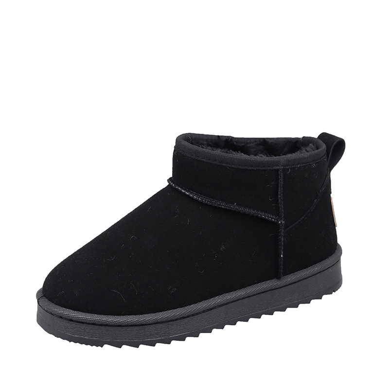 Solid Color Snow Boots for Women 2021 Winter New Retro round Head plus Velvet Cotton Boots Students Flat Casual Short Tube Cotton Shoes