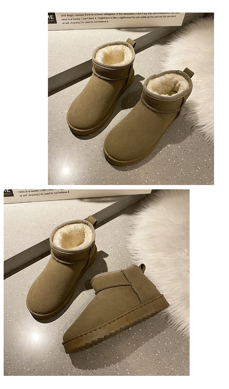 Solid Color Snow Boots for Women 2021 Winter New Retro round Head plus Velvet Cotton Boots Students Flat Casual Short Tube Cotton Shoes