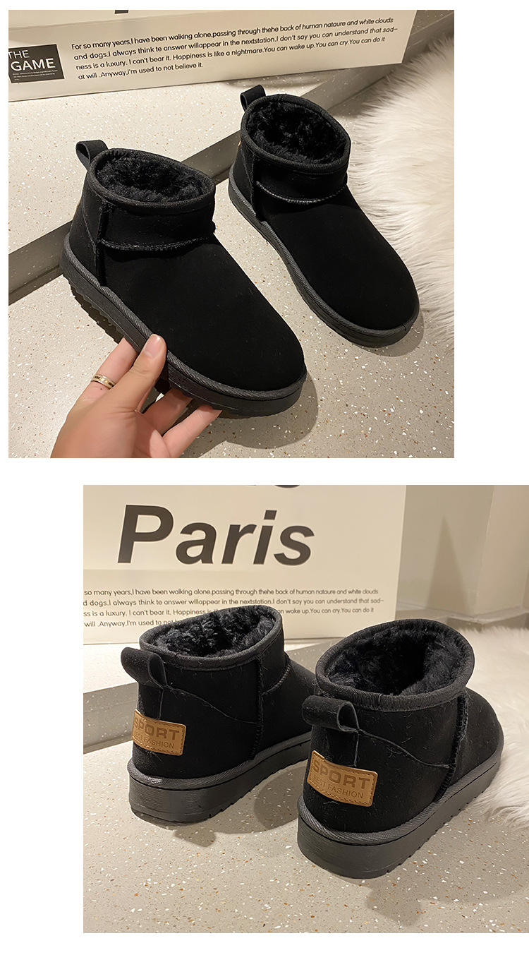Solid Color Snow Boots for Women 2021 Winter New Retro round Head plus Velvet Cotton Boots Students Flat Casual Short Tube Cotton Shoes